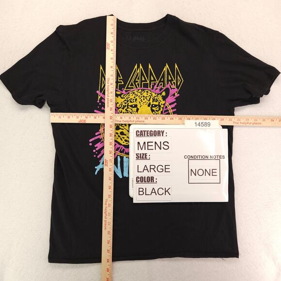 Def Leppard Animal Crew Neck Graphic Band T Shirt Adult Mens Size L Black - Picture 5 of 9